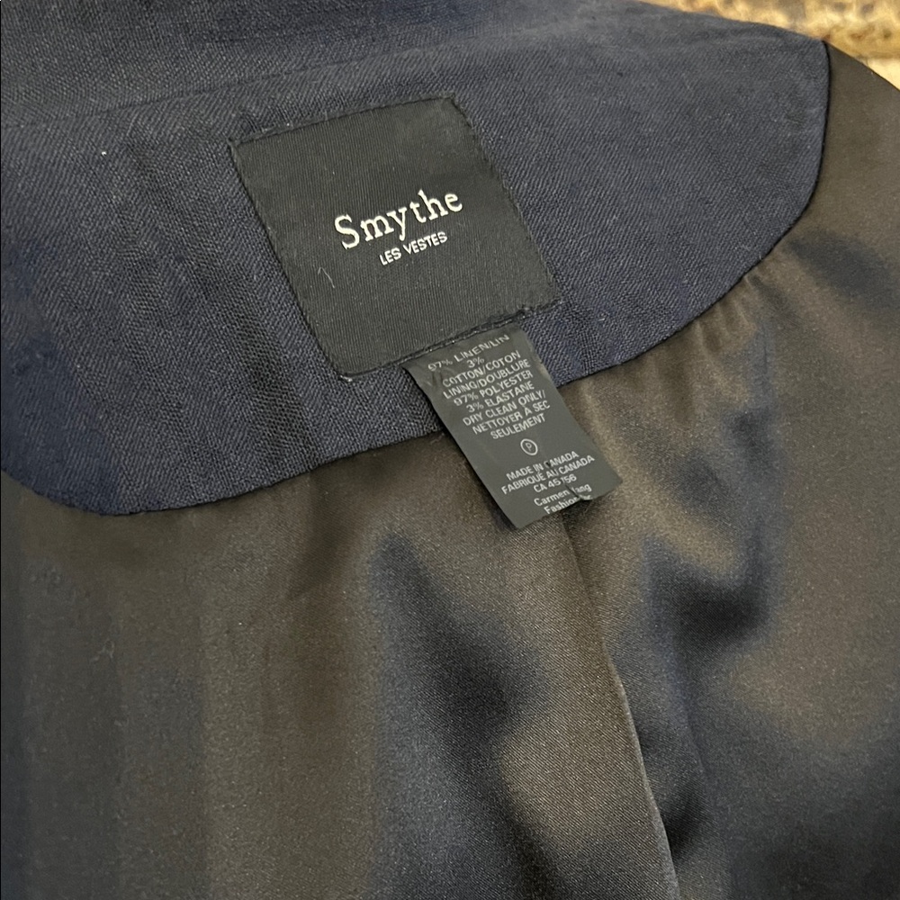 Smythe Les Vestes Women's Navy Double-Breasted Linen Military Jacket - Picture 6 of 6